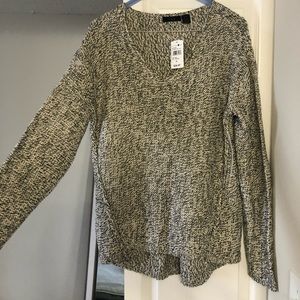 Nordstrom rack gray sweater with brown shoulder pads